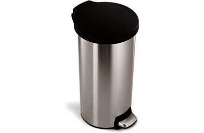 simplehuman 30L Round Pedal Bin - Brushed Stainless Steel.